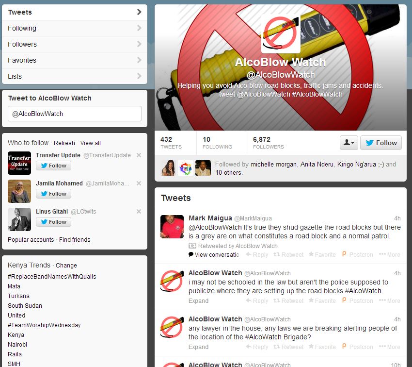 Alcoblow Watch Twitter Page